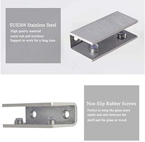 Accesorios de baño de montaje en pared ajustable Soporte de abrazadera de vidrio de <span class=keywords><strong>acero</strong></span> <span class=keywords><strong>inoxidable</strong></span> 304 Soporte de estante de vidrio de 0,32 "-0,48" - Product Image 3