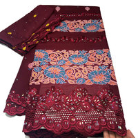 Tissu en dentelle suisse africaine NI.AI avec pierres, ensemble 2-en-1, broderie en coton pour robe de soirée nigériane