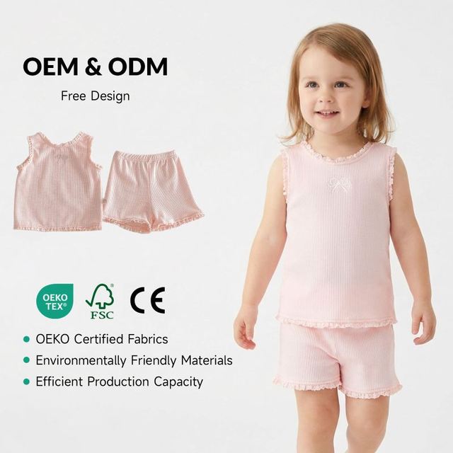Custom EcoEnzo Baby Clothes Sets Newborn 0-3 Months for Girls Wholesale High Quality Cotton Summer Sleeveless Thin Breathable