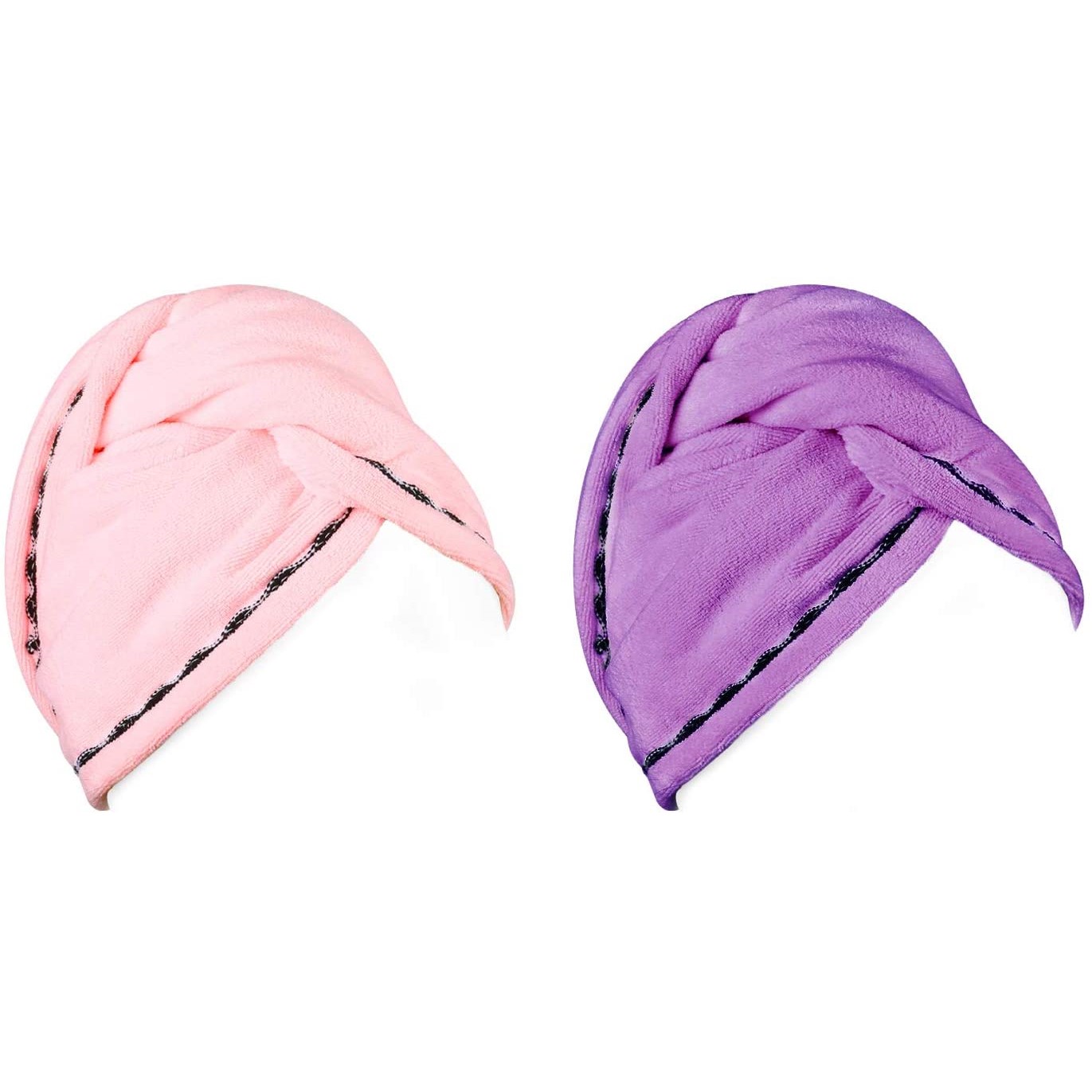 Luxspire 2 упаковки полотенец для сушки волос из микрофибры, тюрбан, полотенце для ванной и душа с пуговицами, полотенце для волос из микрофибры, быстросохнущее