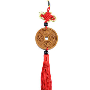Peach Wood Car Pendant Chinese Four Gods Dashboard Ornament <b>Retro</b> Style <b>Decorative</b> Hanging Charm - Product Image 4