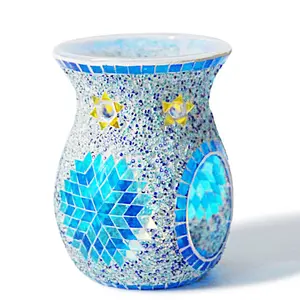 ARTINHOME New Design Custom Luxury Blue Glass Aroma Wax Warmer Oil Burner For Home Direction And Gift