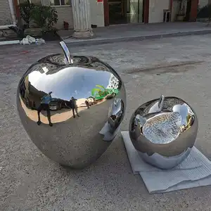 Custom Modern Public Fiberglass Modern Outdoor Garden Structure Metal Art Abstract Stainless Steel Large Apple Sculpture