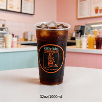Gobelets en plastique transparent PET de 30 oz et 32 oz avec couvercle, imprimés avec un logo personnalisé, pour bubble tea, smoothie, milkshake, café
