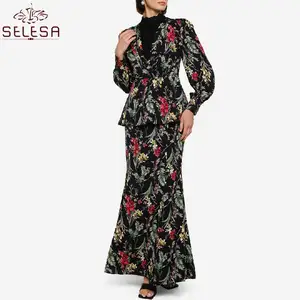 Hotsale Boutique Kitenge Designs Pictures Abaya Kaftan Dress Maxi Wear Women Blouse Plain Muslim Baju Kurung