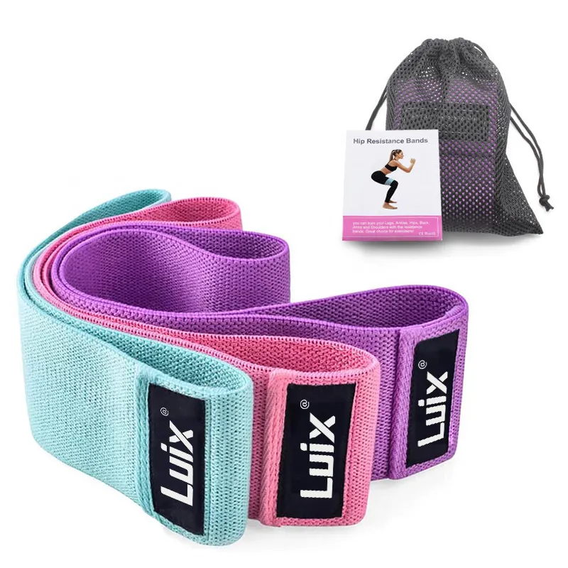 Hot Selling Yoga Workout Stretch Schwere benutzer definierte Druck gemusterte Stoff Baumwolle Resistance Loop Band Set Fitness