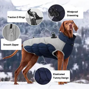 Manteau d'hiver imperméable pour grands chiens extra-larges, style classique <span class=keywords><strong>bouledogue</strong></span> français, labrador, berger <span class=keywords><strong>allemand</strong></span>, veste en polyester uni pour - Product Image 4