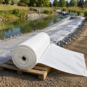 Tissu <span class=keywords><strong>géotextile</strong></span> en polypropylène non tissé PP haute ténacité 400g 500gsm pour la stabilisation des sols des infrastructures ferroviaires - Product Image 1