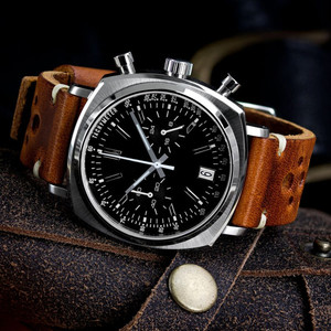 นาฬิกาข้อมือผู้ชาย Oem รุ่น VK64 หน้าปัดแพนด้า สายหนังแท้ โครโนกราฟ นาฬิกาดำน้ำ - Product Image 6