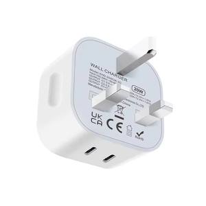 Cargador transfronterizo PD 20W más vendido, compatible con Samsung y Apple 15, 20W UK Plug Dual-C Port Fast Charger - Product Image 2