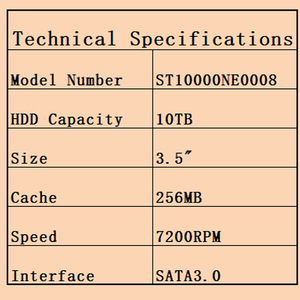 ST10000NE0008 10TB 3.5인치 SATA3.0 6GB/s 엔터프라이즈 NAS HDD 7200RPM 속도 256MB 캐시, 24시간 연속 데이터 처리용, 고중량 NAS 작업 부하에 최적화됨 - Product Image 3