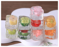 Jouets alimentaires 3D en résine mignons de dessin animé pour enfants, en forme de fruits (pastèque, pêche, citrouille, poire, cerise, fraise rose), pour jeu de cuisine DIY