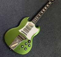 Guitare électrique Green Mahogany SG Rock Standard avec gros bouton de commande, trois micros configuration H-H-H, 6 cordes, corps massif, fabrication nationale