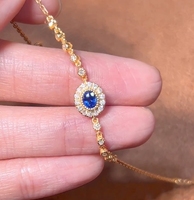 Lanphear Jewelry Bracelet de tennis personnalisé en or 18 carats avec saphir bleu royal naturel Bracelet simple/à la mode