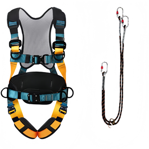 衝撃吸収機能付き5点式安全帯、落下防止高所作業安全ロープセット、保護安全ベルト - Product Image 3