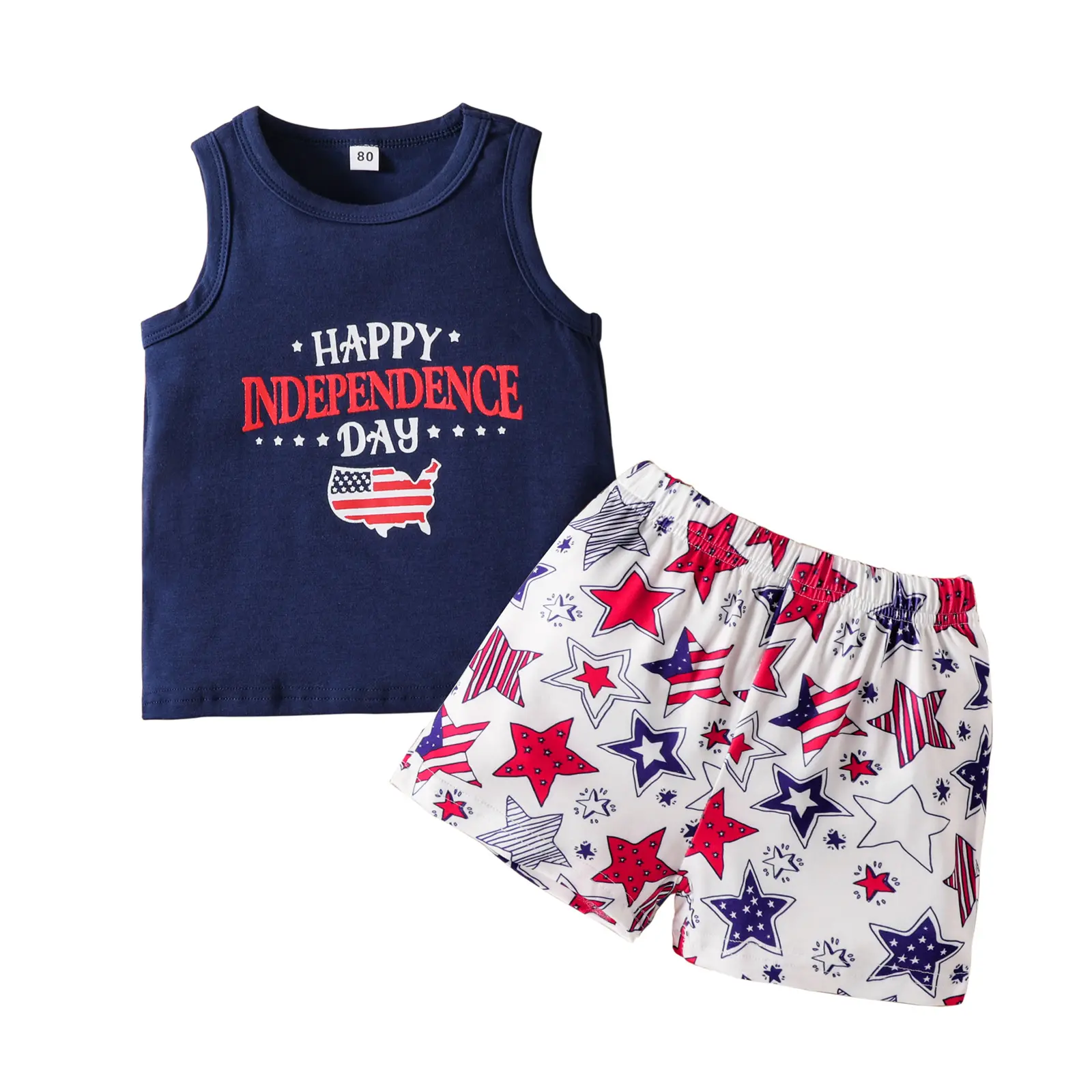 New Arrivals Kids' Summer Vest Sleeveless Clothing Set American Independence Day Baby Boys' Clothing Sets 2 Piece Set