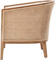 Fauteuil d'appoint en lin Tillman avec rotin et bois d'ingénierie - Meubles de salon pour la maison