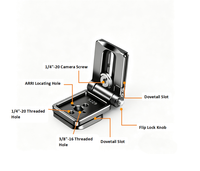 Support d'appareil photo pliable modèle 88229 en aluminium CNC avec plaque à dégagement rapide compatible Arca, logo OEM gravé au laser, fixation pour trépied