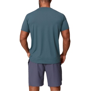 เสื้อยืดออกกำลังกายแขนสั้นผ้าโพลีเอสเตอร์ผสมสแปนเด็กซ์ แห้งเร็ว สำหรับวิ่ง ฟิตเนส ยิม ใส่สบาย รับสกรีนโลโก้ตามแบบ - Product Image 3