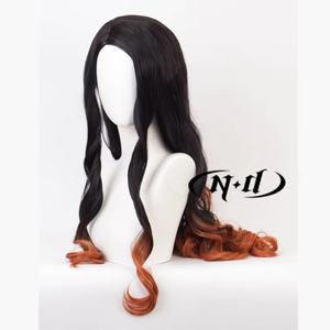 Parrucca <span class=keywords><strong>Cosplay</strong></span> Ainizi Kimetsu No <span class=keywords><strong>Yaiba</strong></span> Versione Marrone Chiaro, Parrucca Lunga Ondulata con Colore Sfumato per Kamado Nezuko - Product Image 3