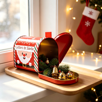 Boîte en fer blanc pour Noël, motif Père Noël, pour bonbons et biscuits, recyclable, imprimée, emballage cadeau de Noël, décoration intérieure