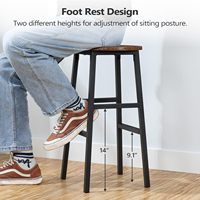 Ensemble de 2 tabourets de bar modernes en métal et MDF avec repose-pieds, design durable, pour cuisine, salle à manger, salon, chambre, style rustique marron, pour bar à domicile ou hôtel