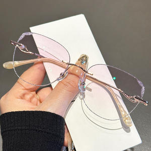 0630-B <span class=keywords><strong>Monture</strong></span> de lunettes anti-lumière bleue avec <span class=keywords><strong>lunette</strong></span> incrustée de diamants <span class=keywords><strong>Monture</strong></span> de lunettes sans <span class=keywords><strong>monture</strong></span> en métal pour femmes et hommes - Product Image 5