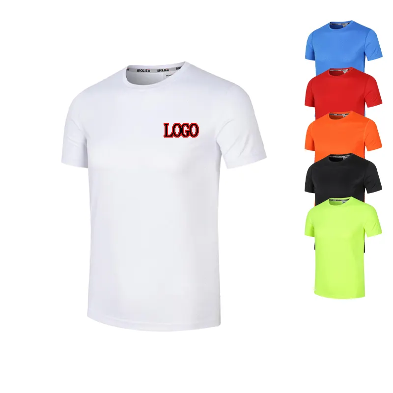 Camisetas deportivas de poliéster para hombre, ropa activa de secado rápido, de elastano, para gimnasio, venta al por mayor