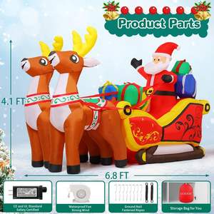 Großhandel GOOSH 6.8FT Weihnachten Schlauchboote Outdoor Santa Claus Dekorationen Schlitten 2 Rentier LED-Leuchten - Product Image 3