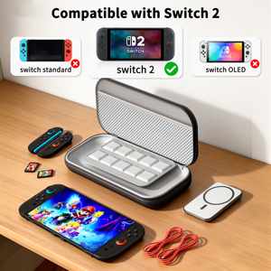 Bolsa de Almacenamiento de PU para <span class=keywords><strong>Nintendo</strong></span> <span class=keywords><strong>Switch</strong></span> 2, Estuche Protector Rígido de EVA, Impermeable y Resistente a Golpes, con 10 Ranuras para Tarjetas de Juego - Product Image 3