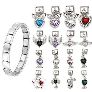 Heart-Shaped Elastic <b>Bracelet</b> With <b>Crystal</b> Pendant Unisex Fashion Jewelry Zinc Alloy Casual Accessory - Product Image 1