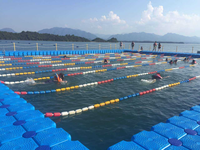 Plateforme flottante modulaire en PEHD pour quai, système robuste pour marinas, lacs et rivières, couleurs bleu, orange, gris - Fournisseur BT Factory