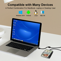 ZOWEETEK 2 en 1 Lector de tarjetas con chip USB Escritor ISO 7816 Lector de tarjetas inteligentes de contacto y lectores de tarjetas de control de acceso NFC sin contacto
