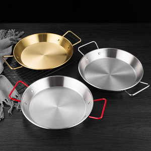 Korean Style Gold Spanish <strong>Paella</strong> <strong>Pan</strong> Silver Stainless Steel <strong>Paella</strong> Frying Cooking <strong>Pan</strong> for Homes or Restaurants Premium - Product Image 1