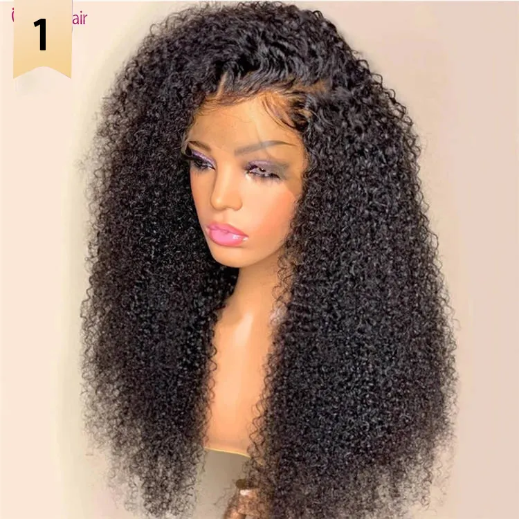 Vrouwen Menselijk Pruiken Virgin Haar 8-30 Inch Mongoolse Afro Kinky Krullend Virgin Haar Transparante Full Lace Front Pruik met Baby Haar