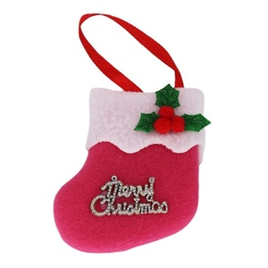 Mini bas rouges feutre tissu bas <span class=keywords><strong>de</strong></span> Noël cadeau chaussettes décoration grand bas <span class=keywords><strong>de</strong></span> Noël - Product Image 2