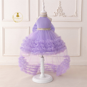 FSMKTZ Nuevo Vestido de Gala Negro <span class=keywords><strong>para</strong></span> <span class=keywords><strong>Niñas</strong></span>, Estilo Princesa con Cuello Halter de Satén Floral y Cola de Pastel, ODM <span class=keywords><strong>para</strong></span> Primavera T2325XZ - Product Image 3