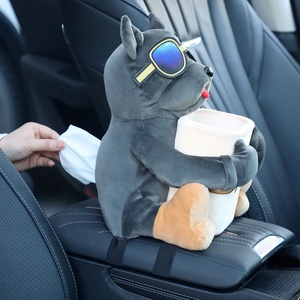 Boîte à mouchoirs pour voiture 2-en-1, poupée en peluche de dessin animé, boîte de rangement pour accoudoir de voiture, tiroir à papier suspendu, poubelle de voiture et porte-mouchoirs - Product Image 4