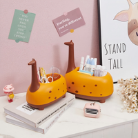 Boîte de rangement de bureau en forme de cerf/girafe, organisateur de maquillage multifonctionnel, porte-stylo pour cosmétiques, papeterie, télécommande