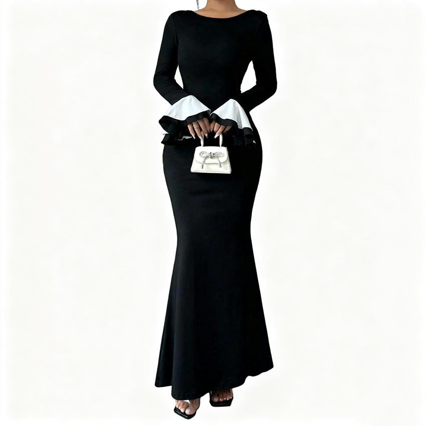 knee length dresses for ladies Lace Embroidered Mermaid Gown