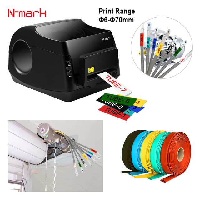 N-mark Cable Printing Machine Thermal Transfer Heat Shrink Tube Ferrule Printer Industrial Label Diameter 4.5mm to 60mm