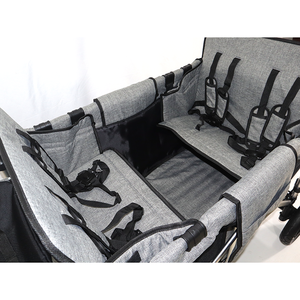 新型4人乗り子供用トロリーガーデンカート折りたたみ式ベビーカーワゴン（キャノピーとスナックトレイ付き） - Product Image 5