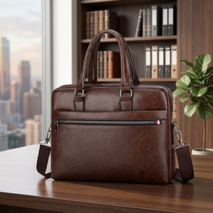 Factory Wholesale Men's Luxury PU Leather Waterproof Classic Casual Shoulder Messenger Bag High Quality Business <b>Briefcase</b> Soft - Product Image 3