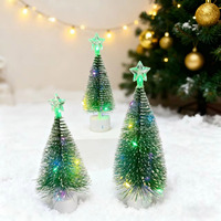 Mini sapin de Noël LED lumineux, ornement de table, décoration festive en forme d'aiguilles de pin pour la maison, les fêtes et le bureau