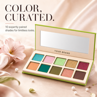 Palette de fards à paupières colorée verte à carreaux, 10 couleurs, sans logo, résistante à l'eau, pour un look naturel, marque privée