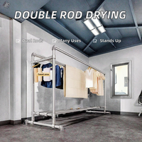 Séchoir à linge autoportant moderne multifonctionnel intérieur/extérieur à double tringle, séchoir à couettes à double niveau pour usage domestique et balcon