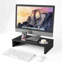 Support d'écran de bureau en bois moderne OEM avec fente pour téléphone portable, rehausseur d'écran PC multifonctionnel, rangement pour ordinateur portable