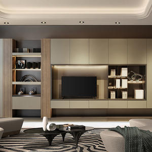 Meuble TV mural BAINENG au design moderne avec armoire de rangement en acier inoxydable et finition ardoise - Product Image 1