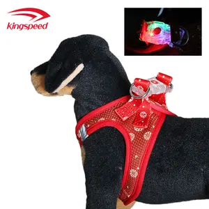 Navidad, paso en chaleco de malla transpirable luz LED arnés del animal doméstico para perros pequeños y medianos