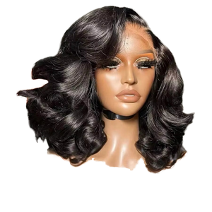 วิกผมบ็อบสั้นแบบลอนบราซิลเลี่ยนผมแท้200% หนา13x4ใสสำหรับวิกผมด้านหน้าแบบมีลูกไม้ - Product Image 1